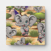 Olifant Baby springt vrolijk in Afrikaanse savanne Fotoplaat (Voorkant)