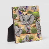 Olifant Baby springt vrolijk in Afrikaanse savanne Fotoplaat (Voorkant)