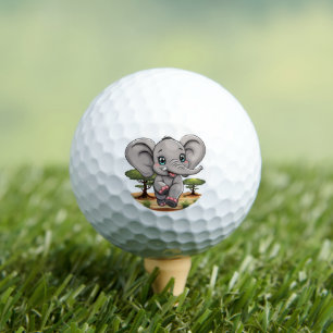 Olifant Baby springt vrolijk in Afrikaanse savanne Golfballen