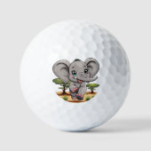 Olifant Baby springt vrolijk in Afrikaanse savanne Golfballen (Voorkant)