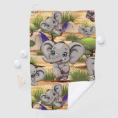 Olifant Baby springt vrolijk in Afrikaanse savanne Golfhanddoek (Insitu)