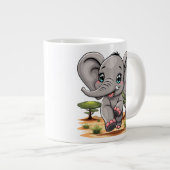 Olifant Baby springt vrolijk in Afrikaanse savanne Grote Koffiekop (Voorkant rechts)