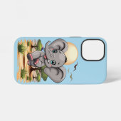 Olifant Baby springt vrolijk in Afrikaanse savanne iPhone Hoesje (Achterkant horizontaal)