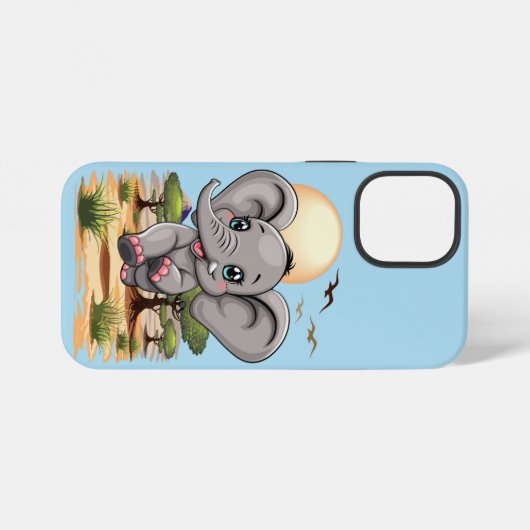 Olifant Baby springt vrolijk in Afrikaanse savanne iPhone Hoesje (Achterkant horizontaal)