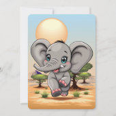 Olifant Baby springt vrolijk in Afrikaanse savanne Kaart (Voorkant)