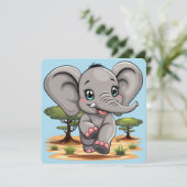 Olifant Baby springt vrolijk in Afrikaanse savanne Kaart (Staand voorkant)