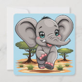 Olifant Baby springt vrolijk in Afrikaanse savanne Kaart (Voorkant)