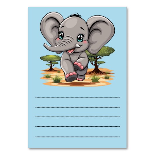 Olifant Baby springt vrolijk in Afrikaanse savanne Kaart (Achterkant)