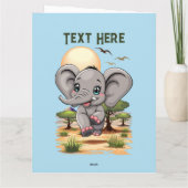 Olifant Baby springt vrolijk in Afrikaanse savanne Kaart (Achterkant)
