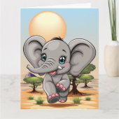 Olifant Baby springt vrolijk in Afrikaanse savanne Kaart (Voorkant)