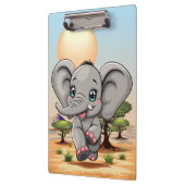 Olifant Baby springt vrolijk in Afrikaanse savanne Klembord (Links)