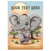 Olifant Baby springt vrolijk in Afrikaanse savanne Klembord (Achterkant)