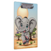 Olifant Baby springt vrolijk in Afrikaanse savanne Klembord (Rechts)