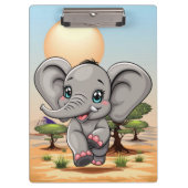 Olifant Baby springt vrolijk in Afrikaanse savanne Klembord (Voorkant)