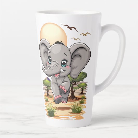 Olifant Baby springt vrolijk in Afrikaanse savanne Latte Mok (Rechts)