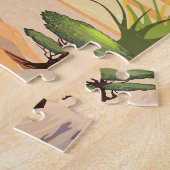 Olifant Baby springt vrolijk in Afrikaanse savanne Legpuzzel (Zijkant)