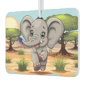 Olifant Baby springt vrolijk in Afrikaanse savanne Luchtverfrisser (Links)