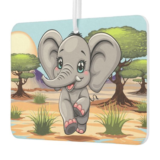 Olifant Baby springt vrolijk in Afrikaanse savanne Luchtverfrisser (Links)