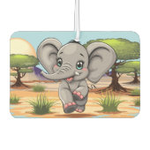 Olifant Baby springt vrolijk in Afrikaanse savanne Luchtverfrisser (Voorkant)