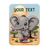 Olifant Baby springt vrolijk in Afrikaanse savanne Magneet (Verticaal)