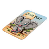 Olifant Baby springt vrolijk in Afrikaanse savanne Magneet (Linkerzijde)