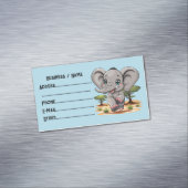 Olifant Baby springt vrolijk in Afrikaanse savanne Magnetisch Visitekaartje (Voorbeeld)