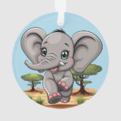 Olifant Baby springt vrolijk in Afrikaanse savanne Ornament (achterkant)