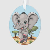 Olifant Baby springt vrolijk in Afrikaanse savanne Ornament (voorkant)