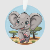 Olifant Baby springt vrolijk in Afrikaanse savanne Ornament (voorkant)