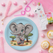 Olifant Baby springt vrolijk in Afrikaanse savanne Papieren Bordje (Feest)