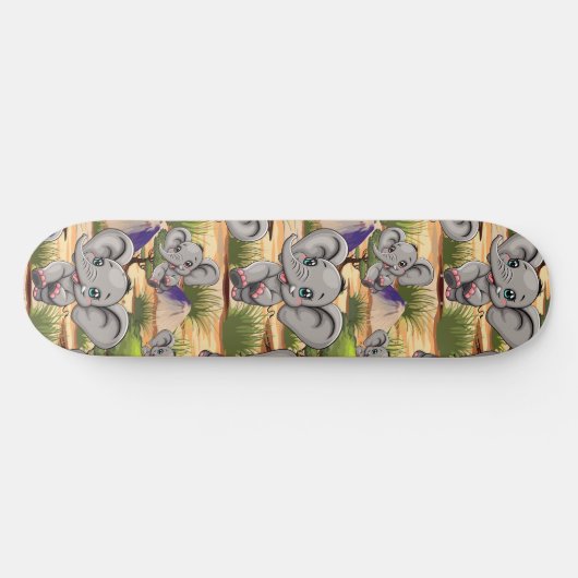 Olifant Baby springt vrolijk in Afrikaanse savanne Persoonlijk Skateboard (Horizontaal)