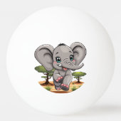 Olifant Baby springt vrolijk in Afrikaanse savanne Pingpongbal (Voorkant)