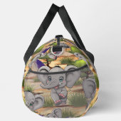 Olifant Baby springt vrolijk in Afrikaanse savanne Plunjezak (Rechts)