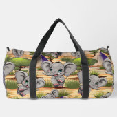 Olifant Baby springt vrolijk in Afrikaanse savanne Plunjezak (Achterkant)