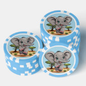Olifant Baby springt vrolijk in Afrikaanse savanne Poker Chips (Opstapeling)