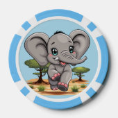 Olifant Baby springt vrolijk in Afrikaanse savanne Poker Chips (Achterkant)