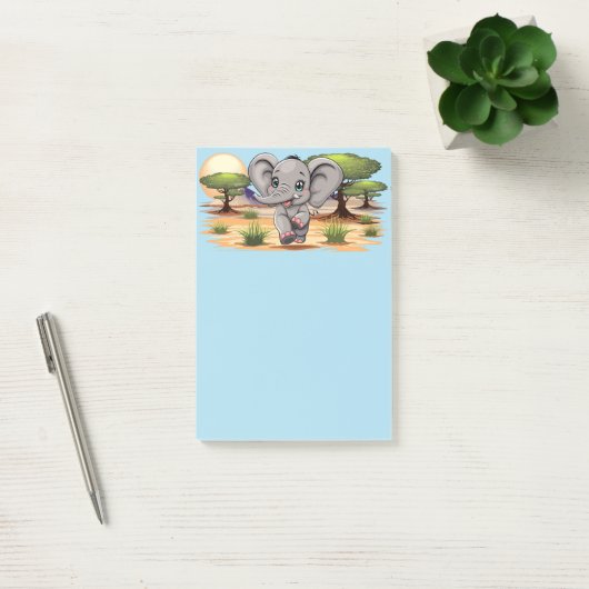 Olifant Baby springt vrolijk in Afrikaanse savanne Post-it® Notes (Kantoor)