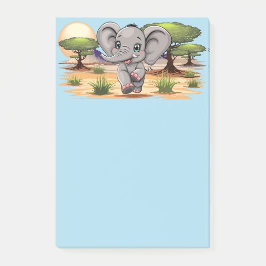 Olifant Baby springt vrolijk in Afrikaanse savanne Post-it® Notes (Voorkant)