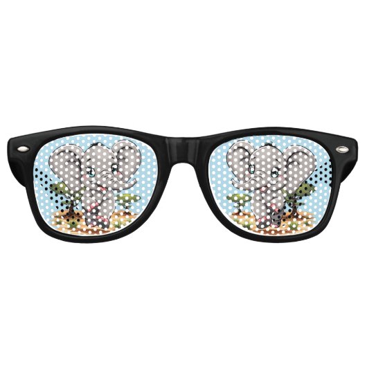 Olifant Baby springt vrolijk in Afrikaanse savanne Retro Zonnebril (Voorkant)