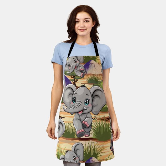 Olifant Baby springt vrolijk in Afrikaanse savanne Schort (Gedragen)