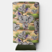 Olifant Baby springt vrolijk in Afrikaanse savanne Seltzer Blikjeskoeler (Achterkant)