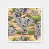 Olifant Baby springt vrolijk in Afrikaanse savanne Servet (Voorkant)