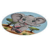 Olifant Baby springt vrolijk in Afrikaanse savanne Snijplank (Hoek)