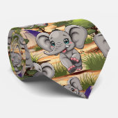 Olifant Baby springt vrolijk in Afrikaanse savanne Stropdas (Opgerold)