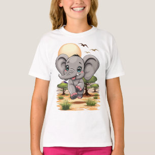 Olifant Baby springt vrolijk in Afrikaanse savanne T-shirt