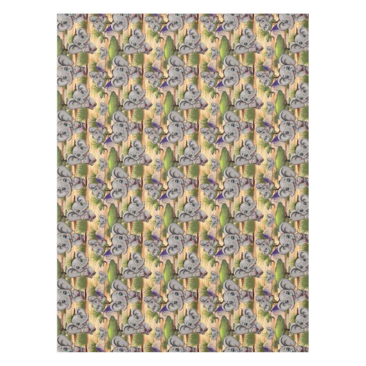 Olifant Baby springt vrolijk in Afrikaanse savanne Tafelkleed (Voorkant)