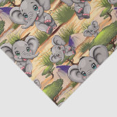 Olifant Baby springt vrolijk in Afrikaanse savanne Tissuepapier (Detail)