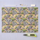 Olifant Baby springt vrolijk in Afrikaanse savanne Tissuepapier (Craft)