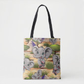 Olifant Baby springt vrolijk in Afrikaanse savanne Tote Bag (Voorkant)