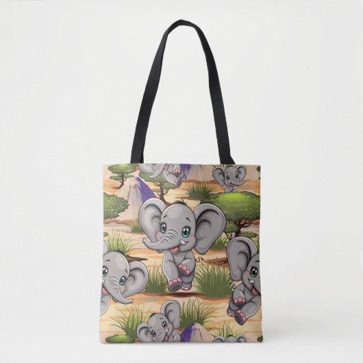 Olifant Baby springt vrolijk in Afrikaanse savanne Tote Bag (Voorkant)